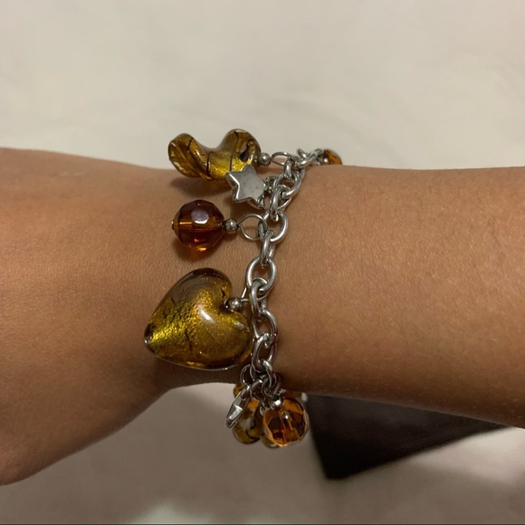 3 for $15 Yellow & Orange Heart Charm Bracelet - Picture 2 of 4